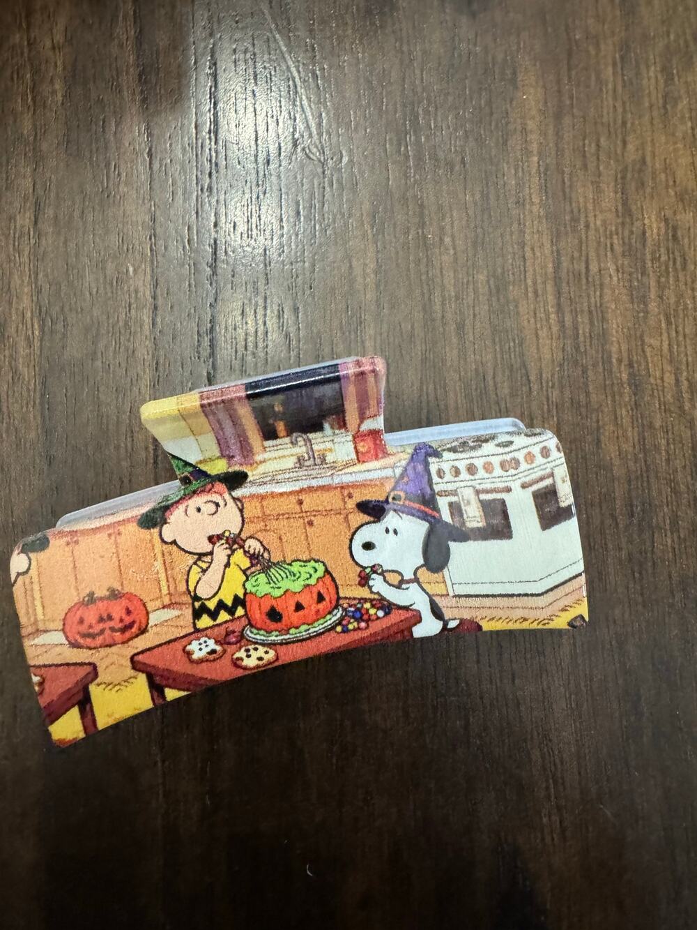 Snoopy Halloween hair claw clip Charlie Brown & Snoopy in witch costumes
